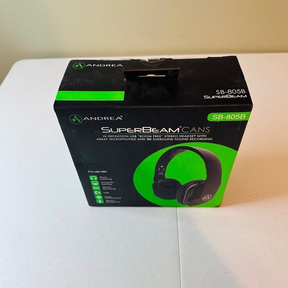 Andrea SuperBeam Cans SB-805B Hi Def USB Stereo Headset with Microphone - Picture 1 of 13